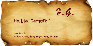Hejja Gergő névjegykártya